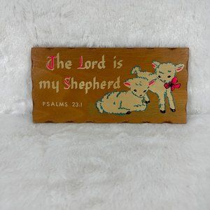 1970's The Lord Is My Shepherd Lamb Psalms 23 Wood Wall Religious Christian